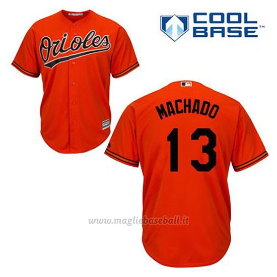 Maglia Baseball Uomo Baltimore Orioles 13 Manny Machado Arancione Alterner Cool Base